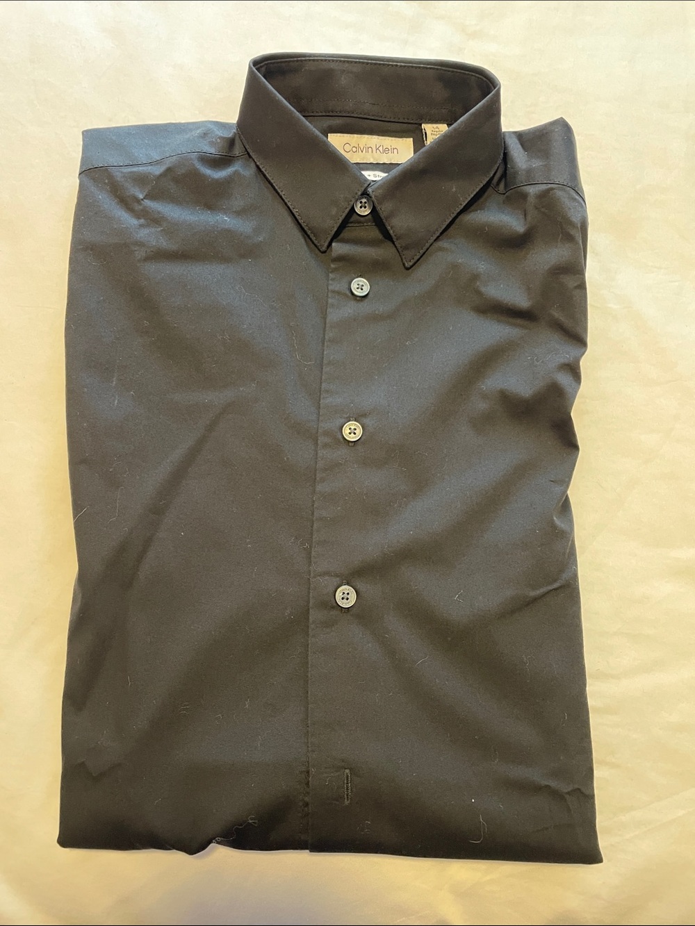Calvin Klein Men's Solid Black Button-Front Dress Shirt